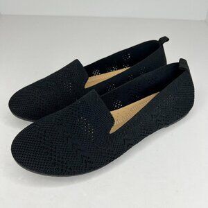 Forever Womens Black Mesh Breathable Low Top Slip On Flats Size 9 Loafers
